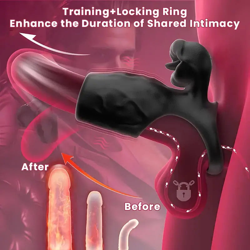 Tongue Licking Clit Stimulation Vibrating Cock Ring with Penis Sleeve view