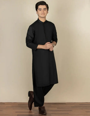 JUNAID JAMSHED BLACK BLENDED KAMEEZ SHALWAR | JTKS-A-40200 - Rangreza