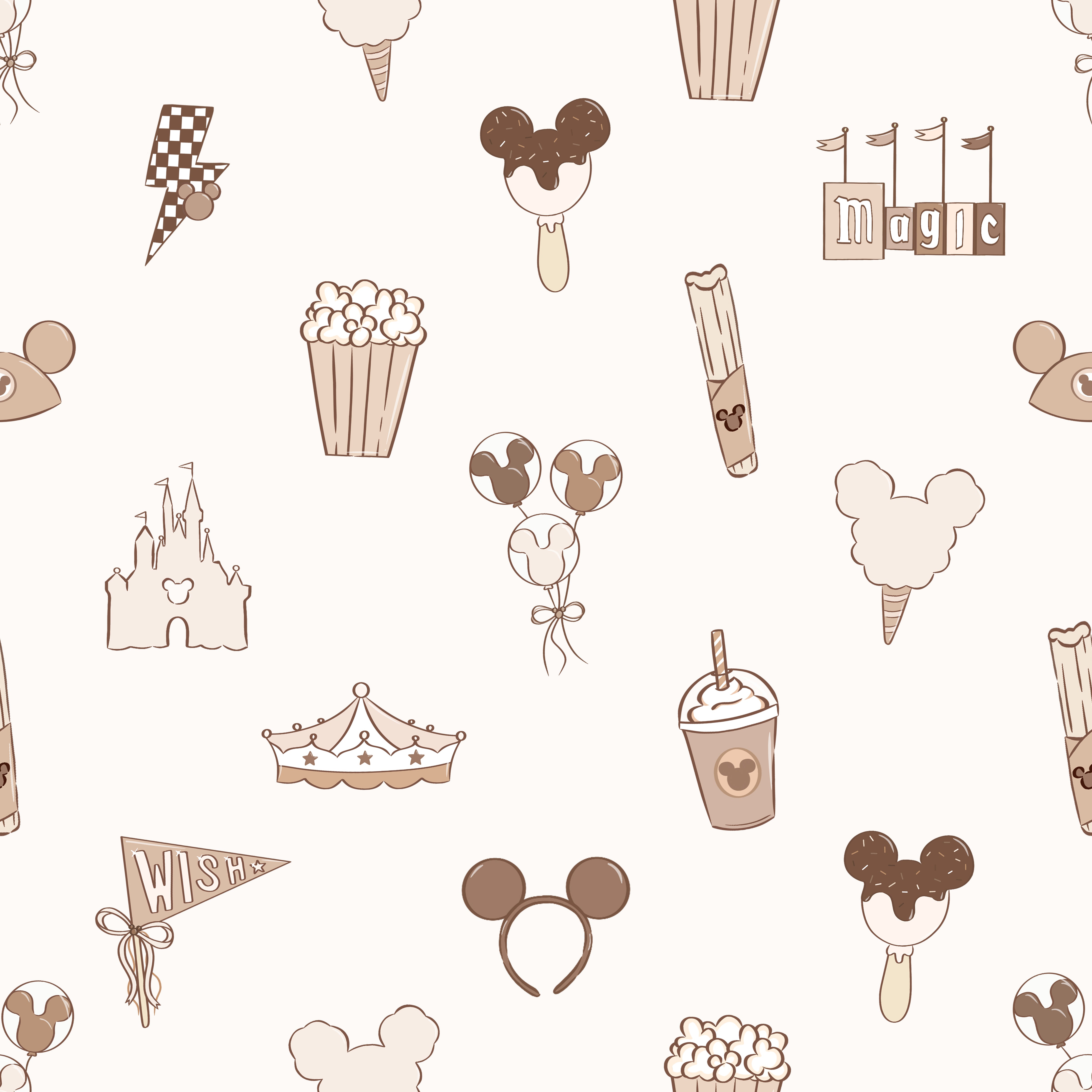 Best Day Ever Simple - Neutral on Cream Seamless Pattern