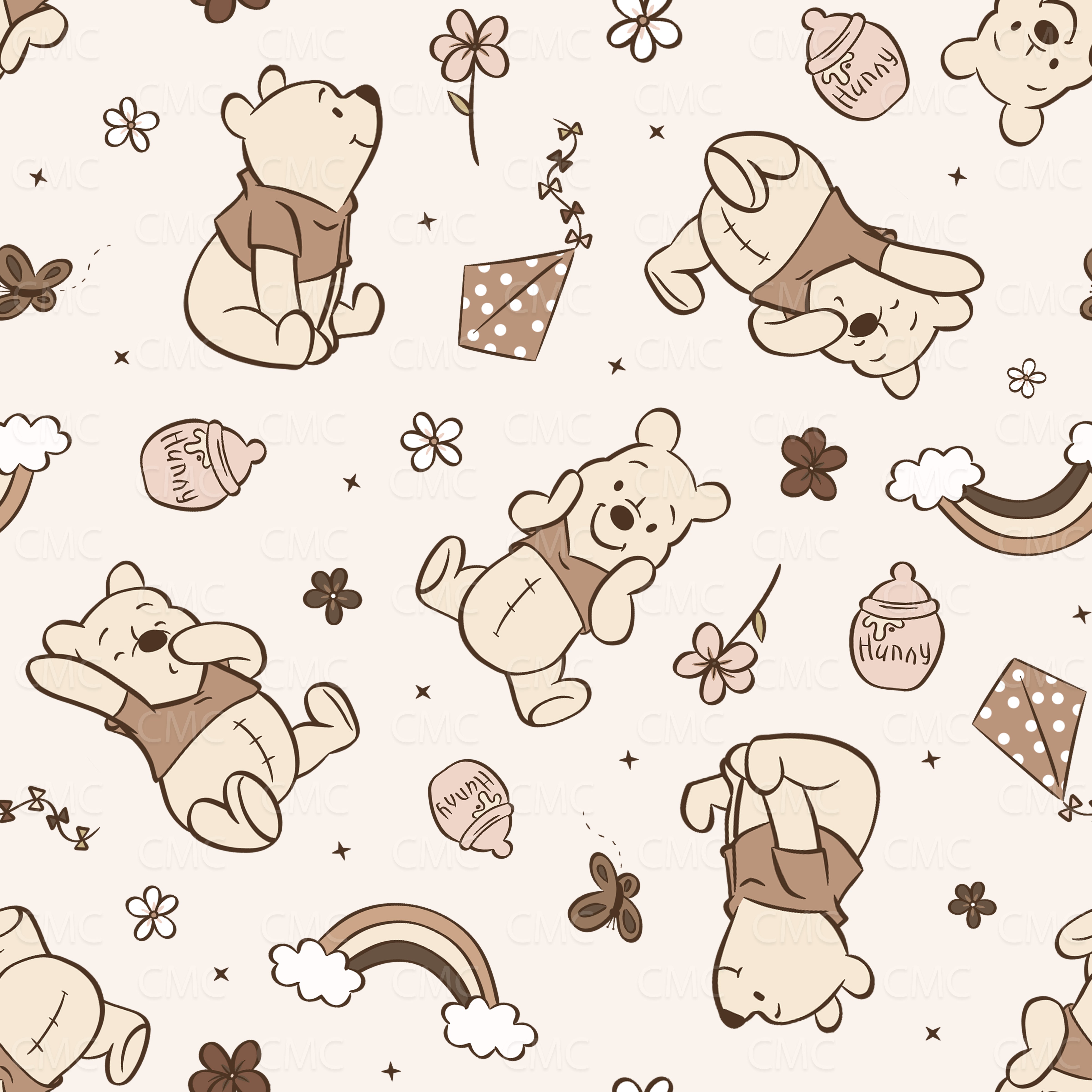 Spring Bear Mix Neutral Cream Seamless Pattern - Limited!