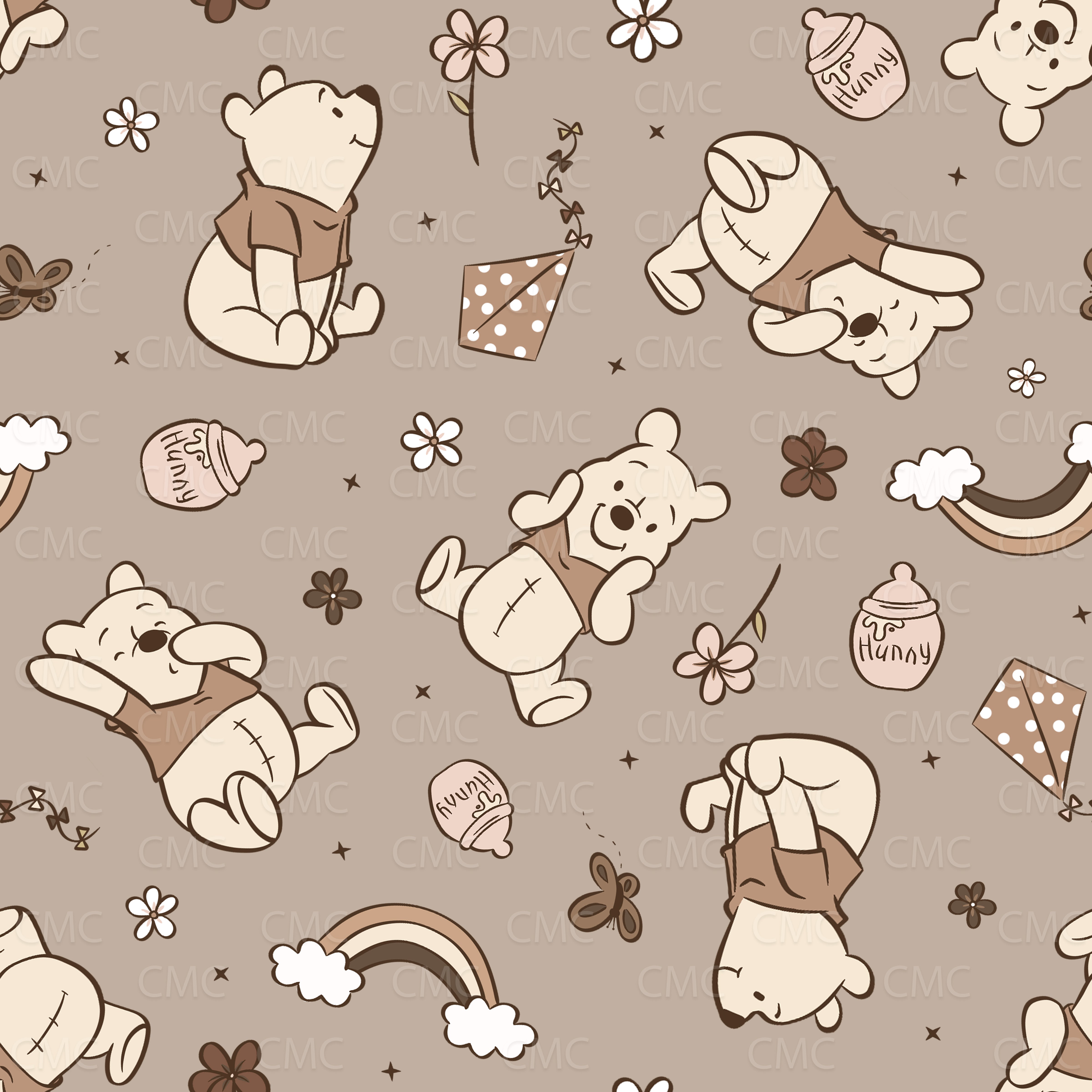 Spring Bear Mix Neutral Greige Seamless Pattern - Limited!