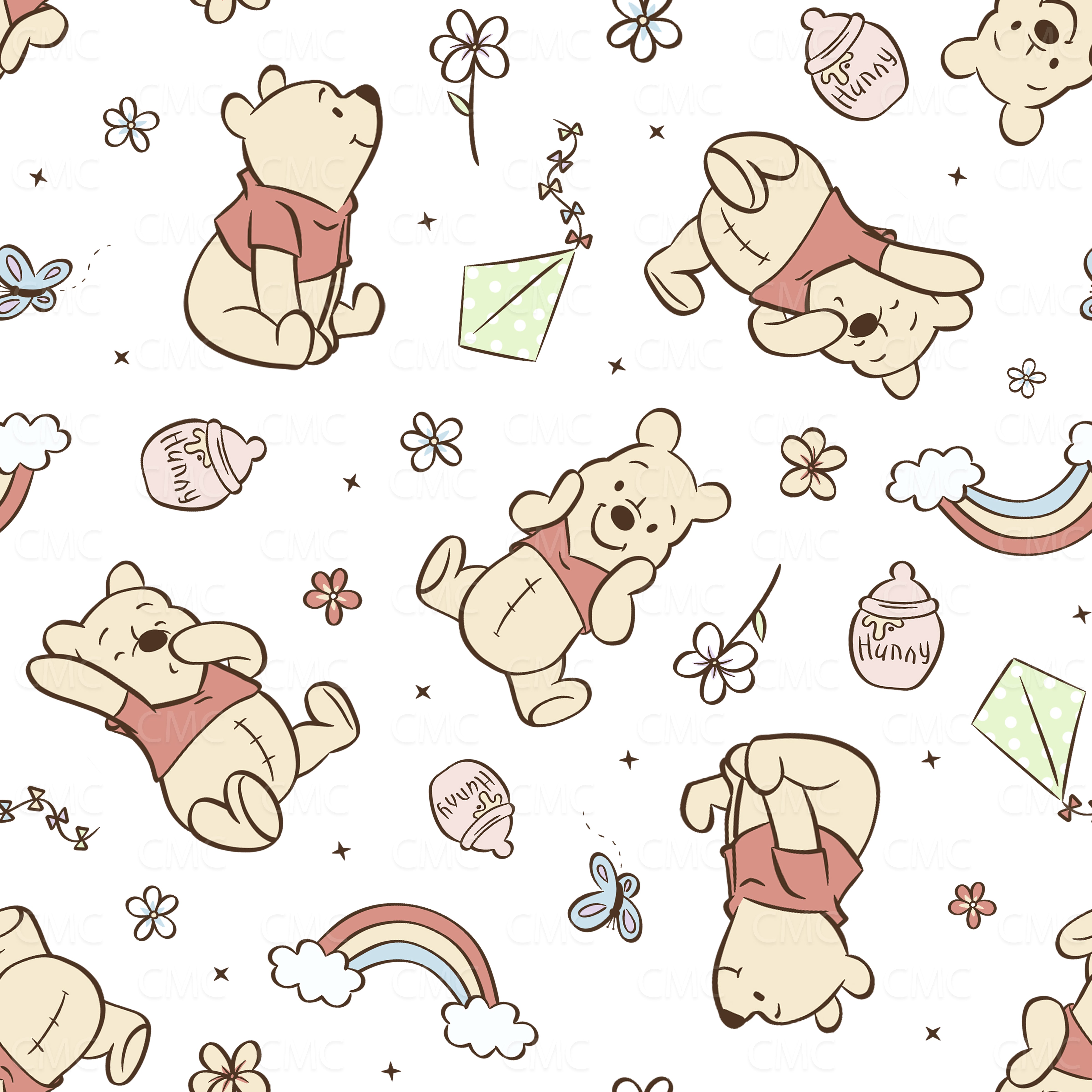 Spring Bear Mix White Seamless Pattern - Limited!