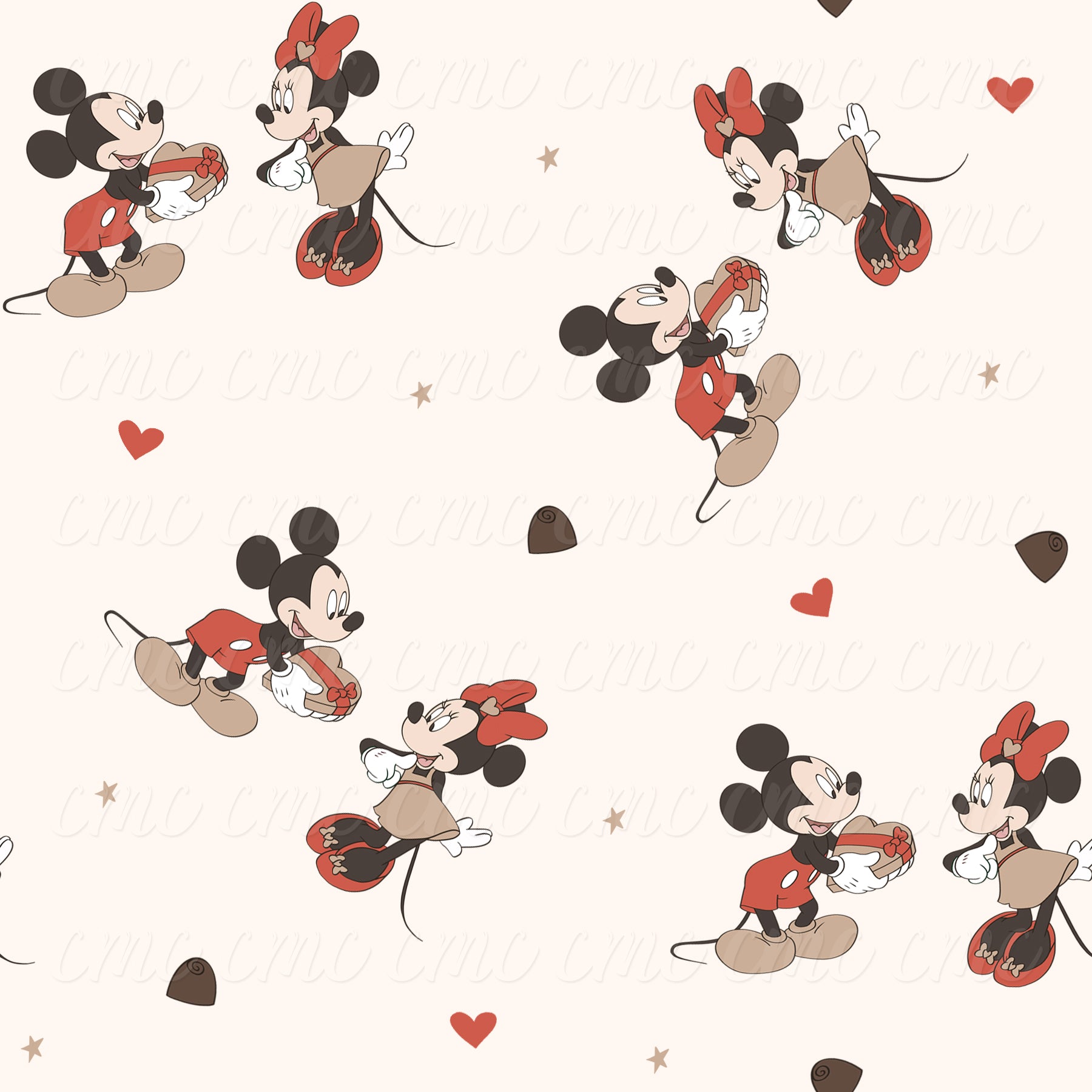 Valentine Magic Candy Muted Cream Seamless Pattern