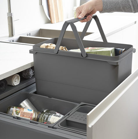 ECO 3-compartment 82 litre integrated kitchen recycling bin