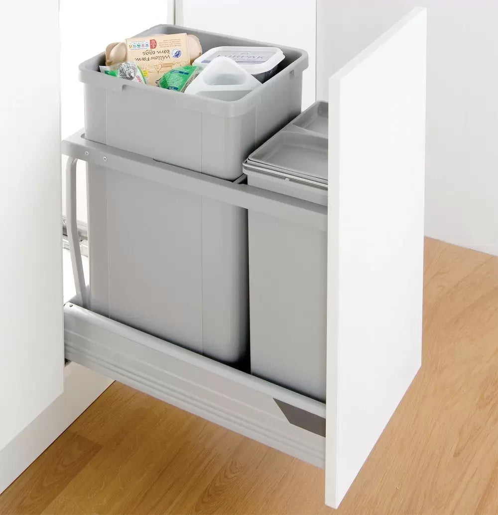 A Wesco 300AZ bin fitted into a kitchen cabinet