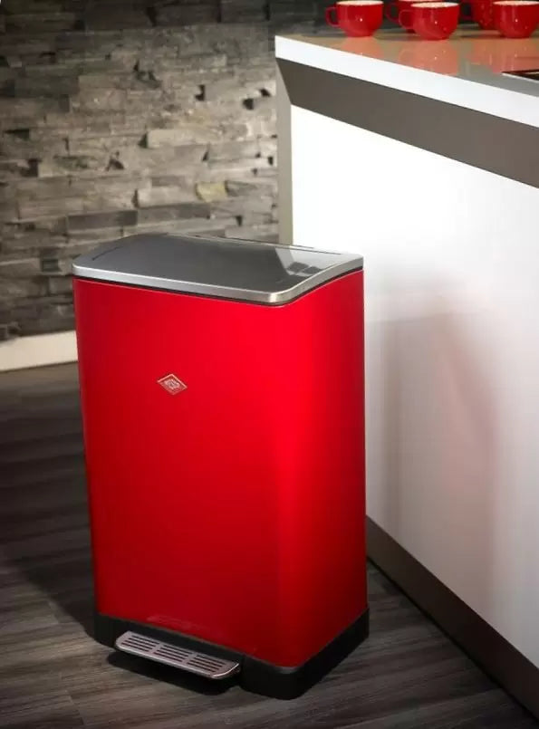 A red Wesco Big Double Boy bin
