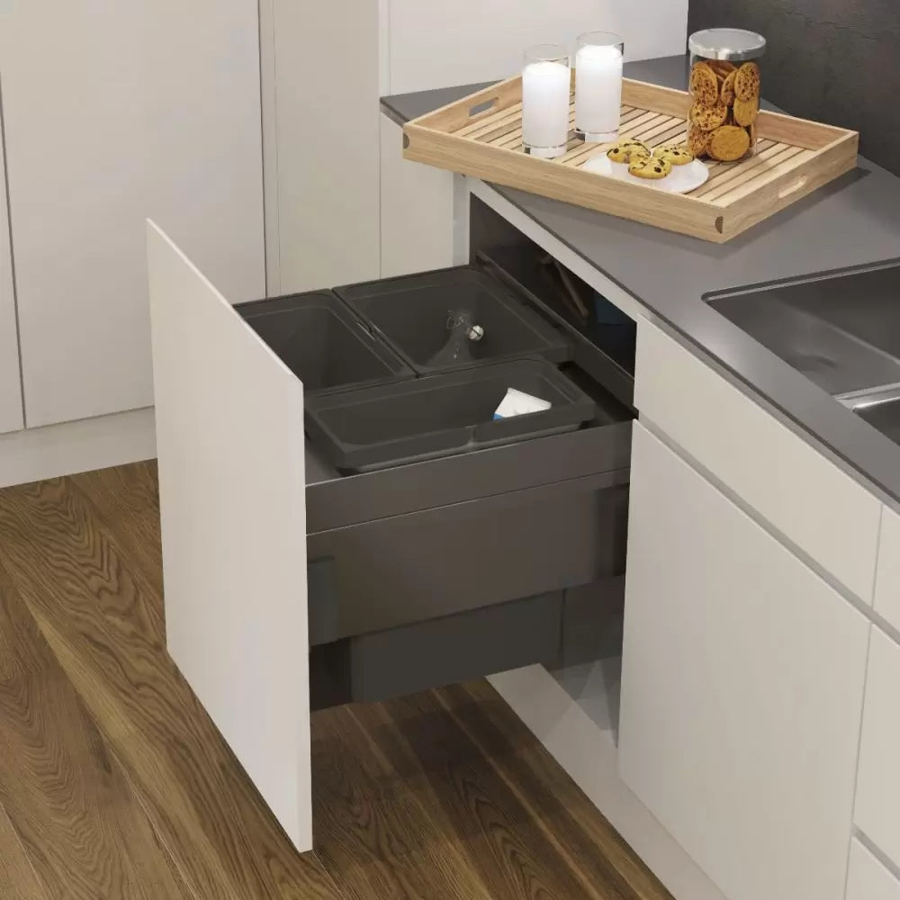 A multi-compartment Vauth-Sagel bin in a sleek, clean kitchen