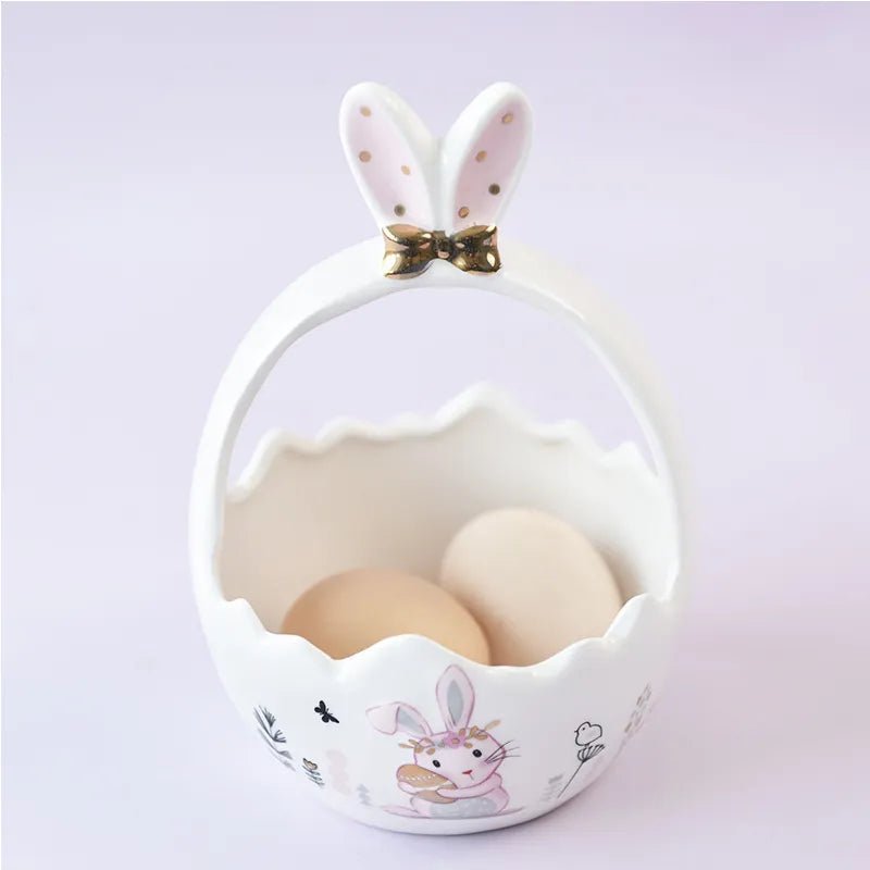 Easter Rabbit Ceramic Snack Basket