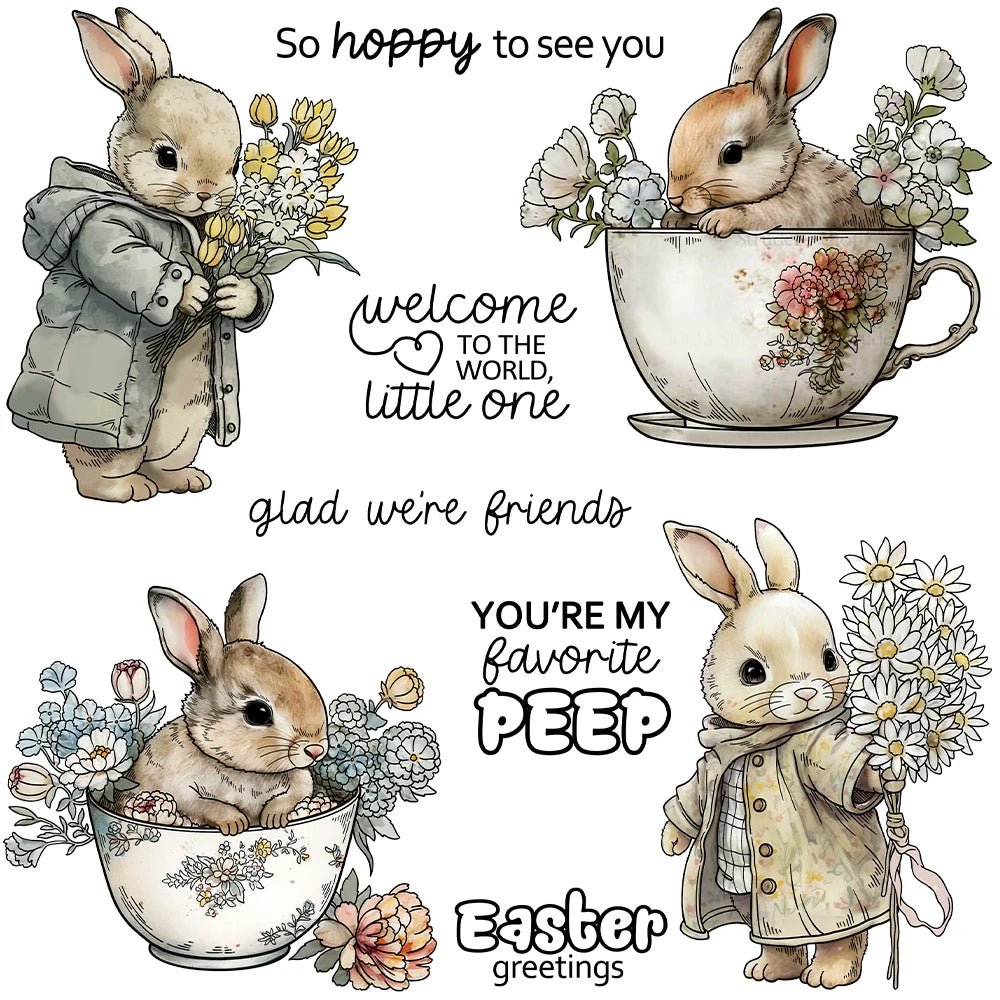 Easter Rabbits Cup Dies Stamps
