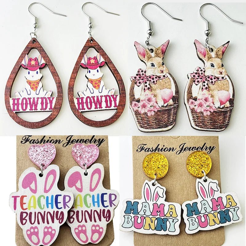 Western Bunny Easter Earrings
