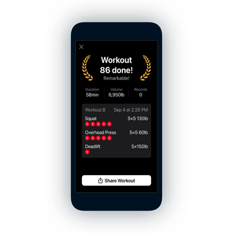 smart phone with 5x5 stronglift work out results