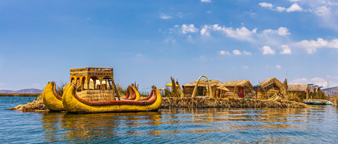 Boats on lake in Peru