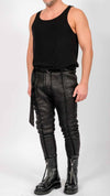 DAVID'S ROAD - LEATHER EFFECT SLIM TROUSERS, IN BLACK