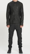 MASNADA - COATED LINEN SHIRT WITH STITCHES, IN BLACK