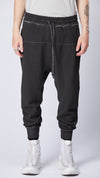 THOM KROM - WOVEN STRETCH DROP CROTCH TROUSERS MST 438, IN BLACK OIL