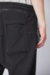 THOM KROM - WOVEN STRETCH DROP CROTCH TROUSERS MST 438, IN BLACK OIL