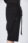 THOM KROM - WOVEN STRETCH MATERIAL DROP CROTCH SHORTS MST 439, IN BLACK