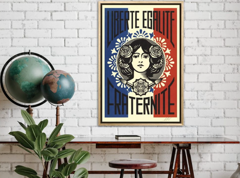 Print Liberty Equality Fraternity by the artist Shepard Fairey alias Obey, available on our website artantoys.com