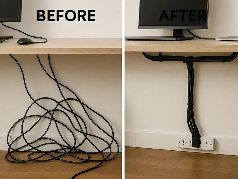 Cable Management Before and After