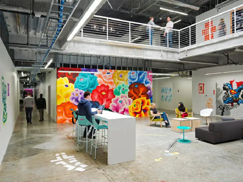 Concrete Office with Pops of Colour