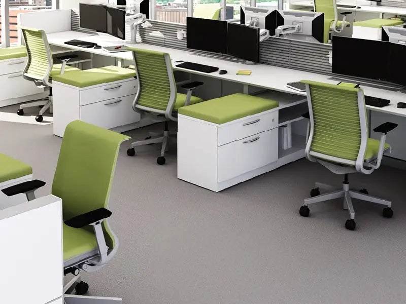Minimalist Office Lightbox Image Minimalist Office with Padded Pedestals