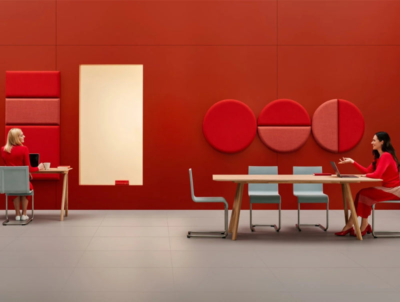 MuteDesgin Blocks Wall Acoustic Panels Round Square Rectangle Semicircle in Red