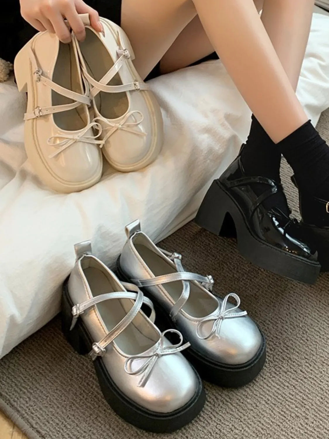 Round Toe Block Heels Loafers & Slip-Ons