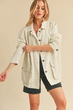Aemi + Co Seam Detail Button Up Jacket with Pockets - Sinful Femme