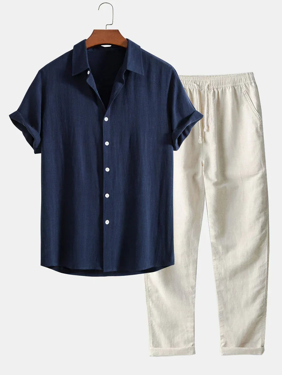 Product Image for Stilla | Hørskjorte og Bukser i Ét Sæt, Marineblå / M