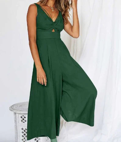 Product Image for Stilla | Kvinders V-hals Cut Out Jumpsuit, Grøn / M