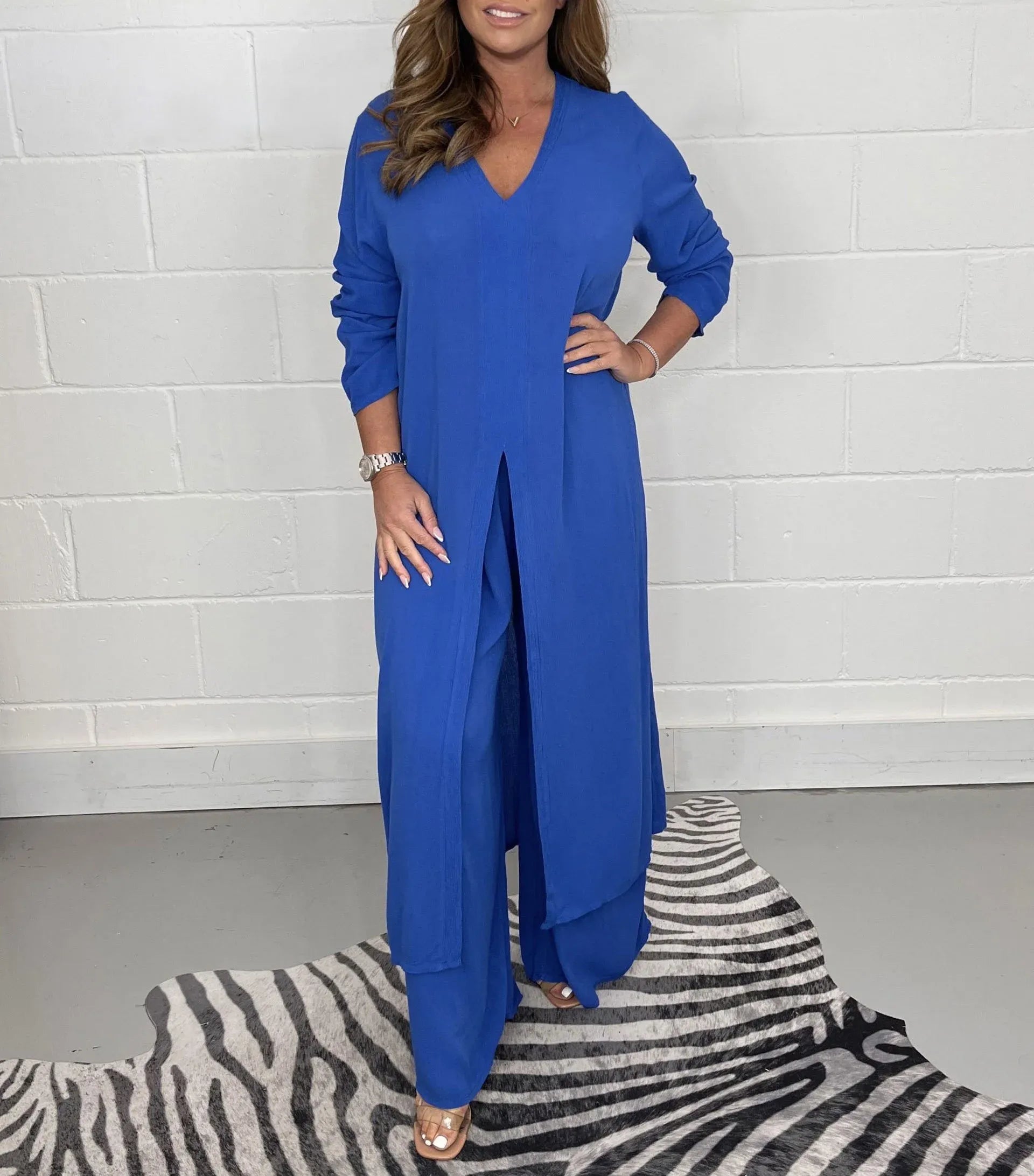 Product Image for Stilla | Delige Dik Linned Sæt med Regular Fit, Blå / 4XL