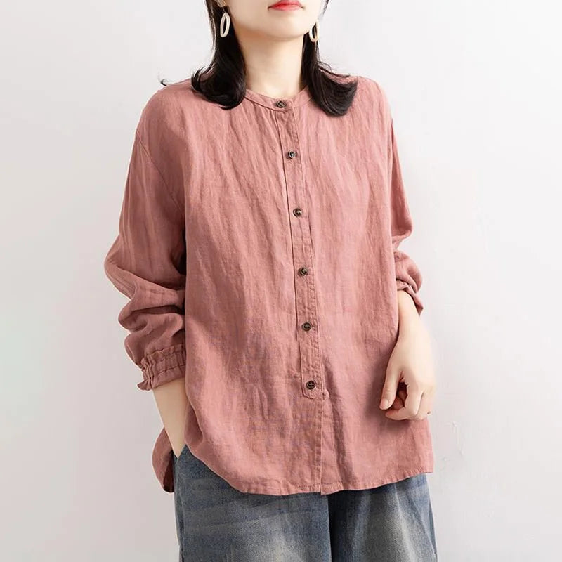 Product Image for Stilla | Langærmet Knap Ned Bluse Til Kvinder, Rose / XL