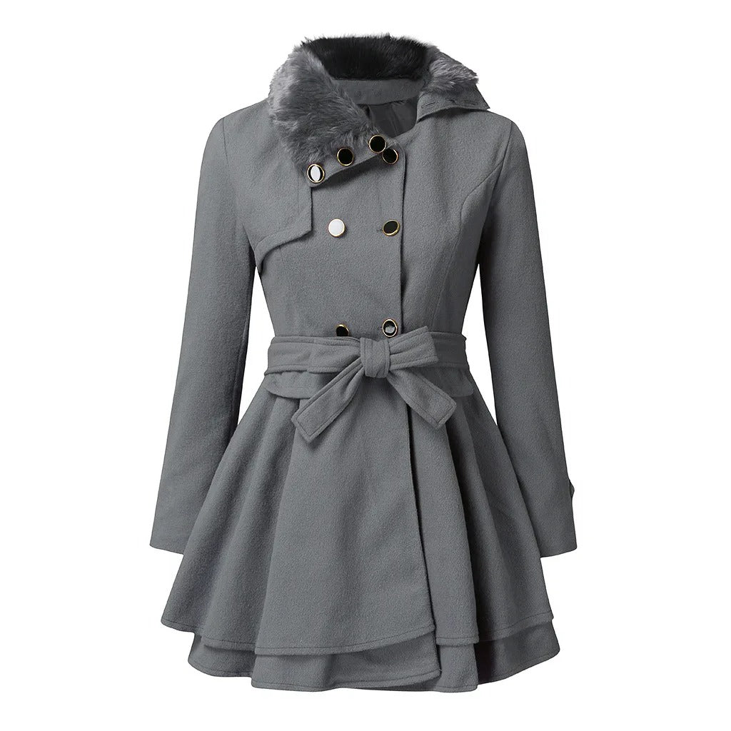Product Image for Stilla | Trench Chic Med Vegansk Pels, Gris / 2XL
