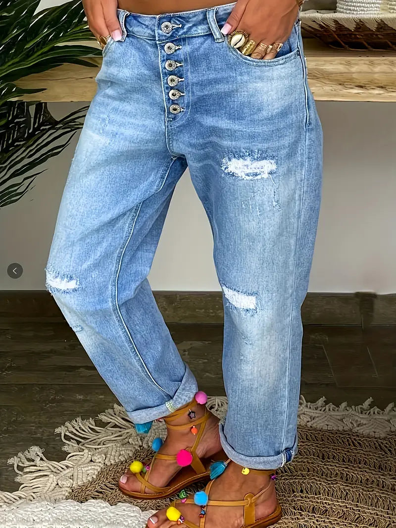 Product Image for Stilla | Dame Jeans Af Boyfriend Typen Retro Stil, 2XL / Blå