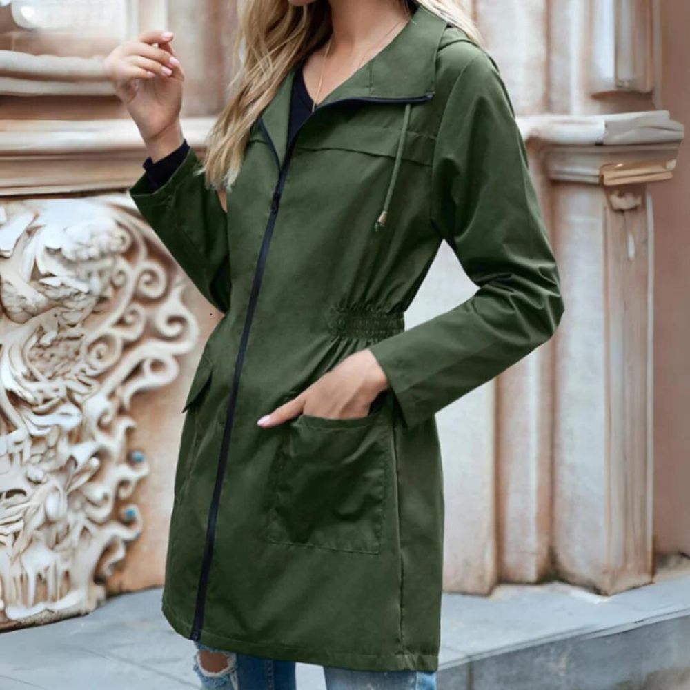 Product Image for Stilla | Elegant Vindtæt Trenchcoat Til Kvinder, Militærgrøn / XL
