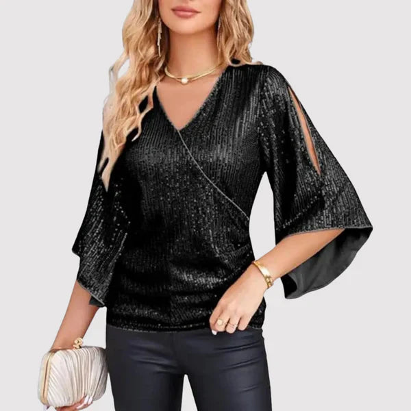 Product Image for Stilla | Elegante og Behagelige Glitter-Top til Kvinder, Sort / XL
