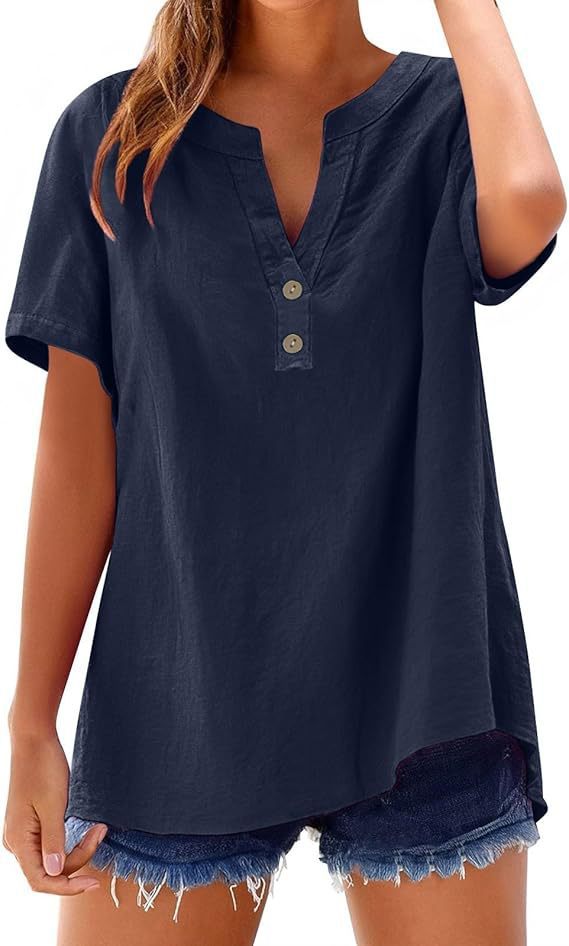 Product Image for Dame Fritids Linne Top Stilla, Havblå / S