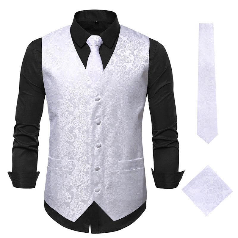 Product Image for Elegant herreveste med paisleymønster Stilla, Hvid / XXXL