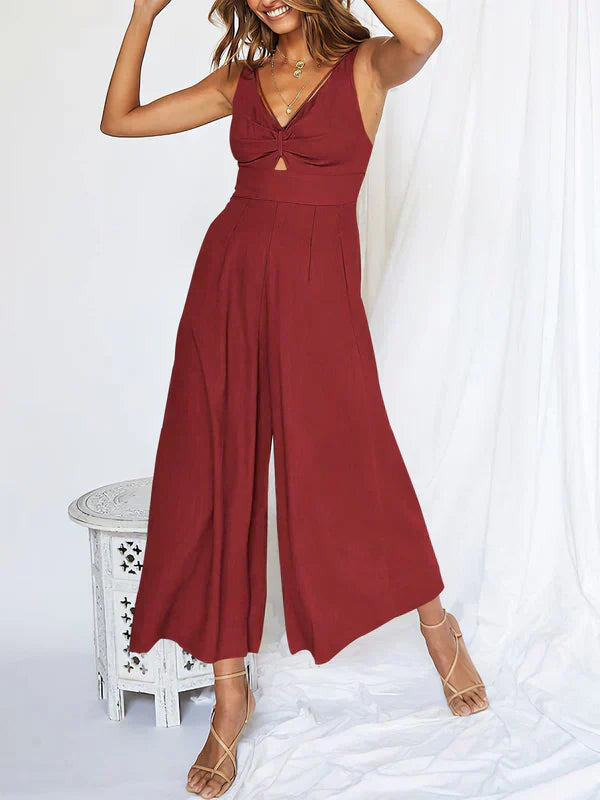 Product Image for Stilla | Kvinders V-hals Cut Out Jumpsuit, Rød / M