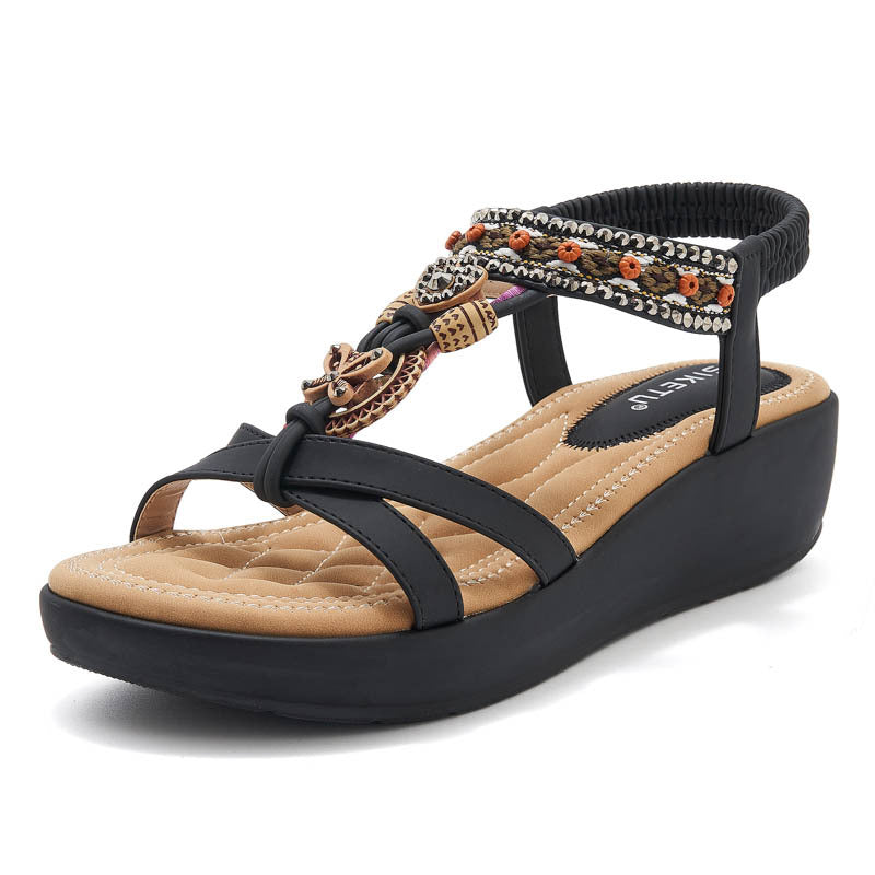 Product Image for Dame sandaler med hævet hæl og dekoreret overflade Stilla, Sort / 38