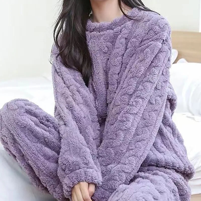 Product Image for Stilla | Varm Teddy Fleece Pyjamasæt Til Kvinder, Lilla / 2XL