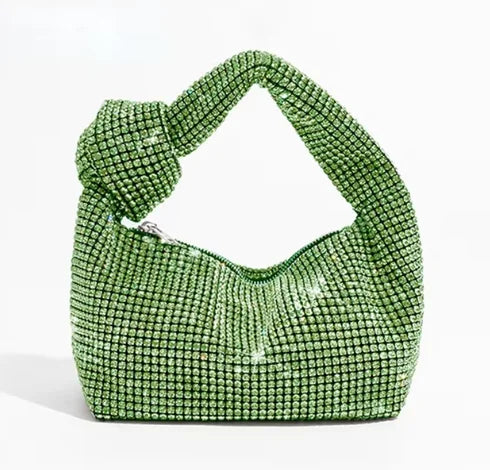 Product Image for Stilla | Luksuriøs Krystal Strass Aften Taske Med Håndtag Elegant Håndtaske Til Særlige Lejligheder, Grøn
