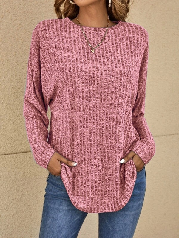 Product Image for Stilla | Langærmet skjorte Dame Basics T-shirt Løs pasform, Rose / 2XL