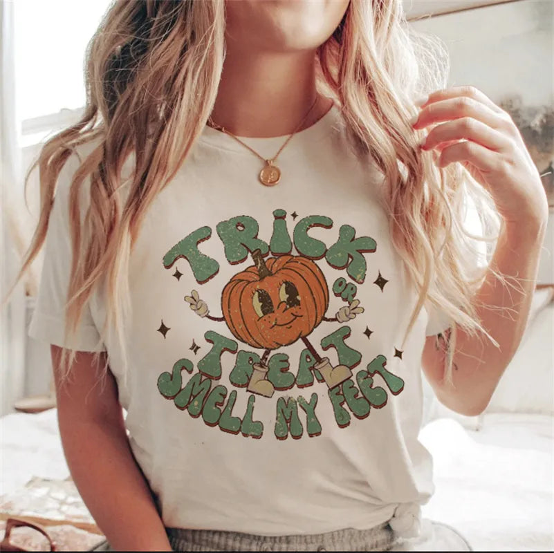 Product Image for Stilla | Mode Efterår Halloween T Shirt, Hvid4 / 3XL