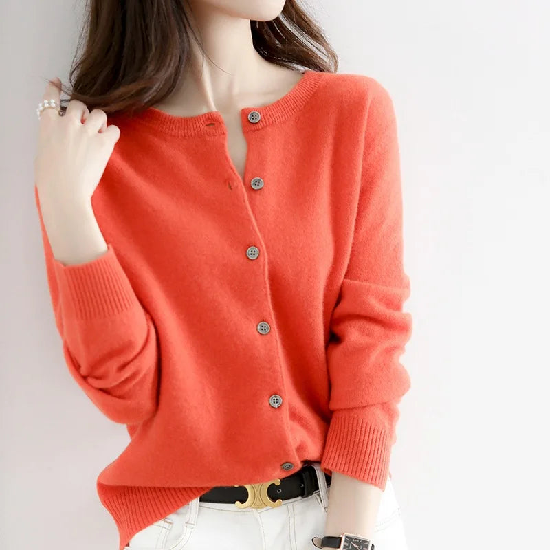 Product Image for Stilla | Enkel og Casual Strikjakke, Orange / M