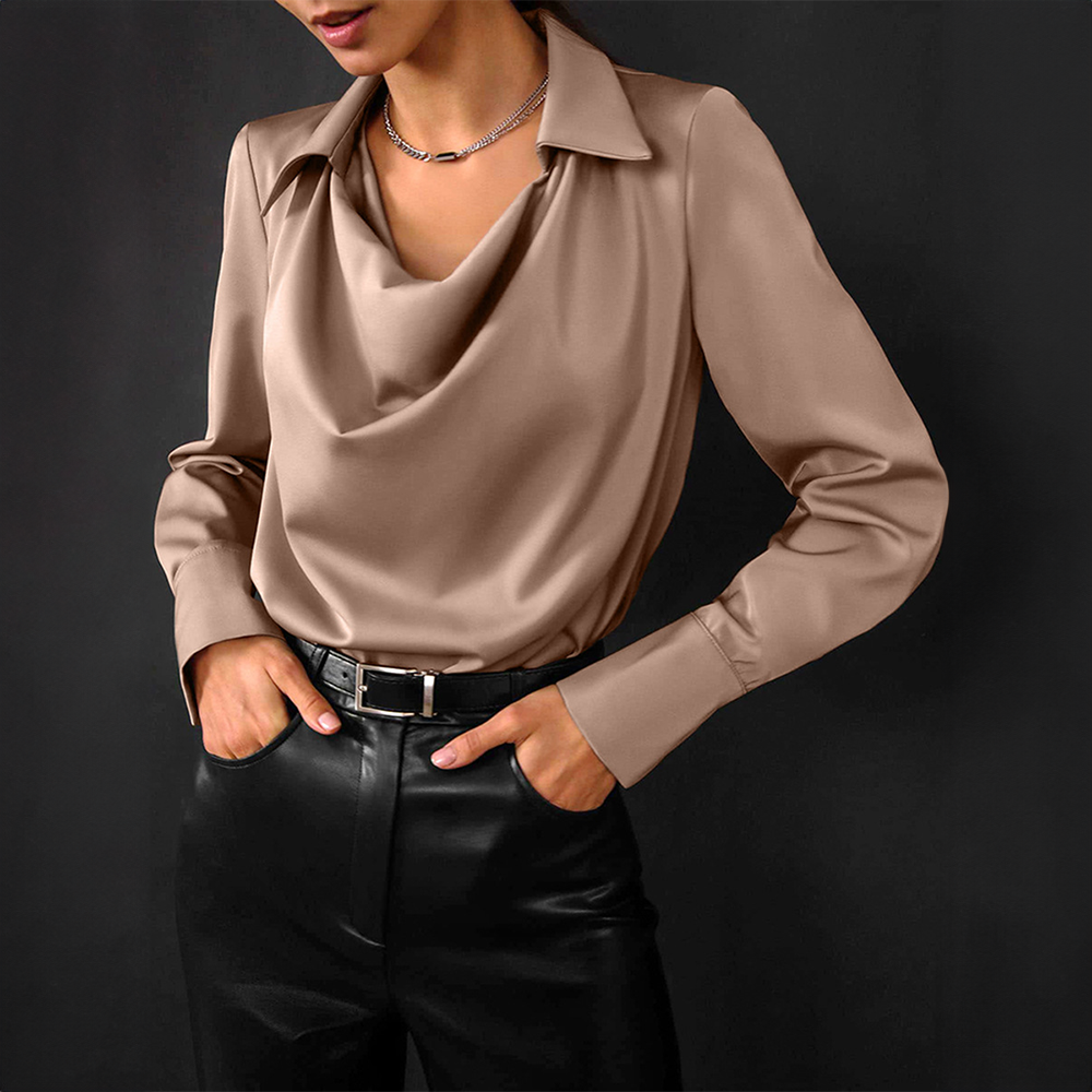 Product Image for Stilla | Bluse Lange Ærmer Satin Bluse, Beige / 3XL