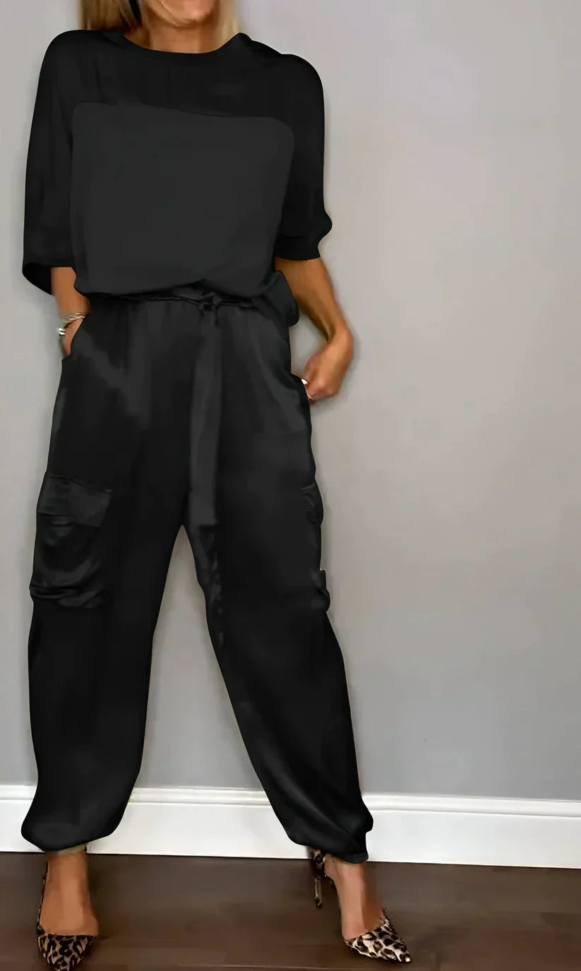 Product Image for Stilla | Todelt Jakkesæt Bestående Af En Top og Bukser Med Halværmer, Sort / XL