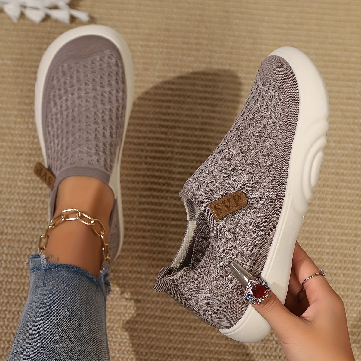 Product Image for Stilla | Sommer Loafers Til Damer Åndbare Slip on Sko Med Blød Sål, Khaki / 40