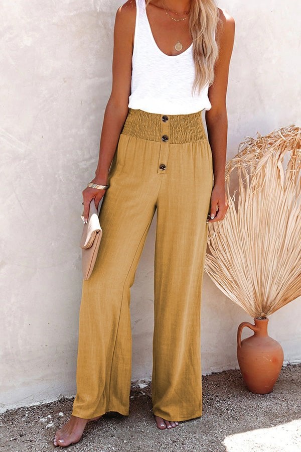 Product Image for Stilla | Smockbukser med Høj Talje i Hørblanding, Khaki / M