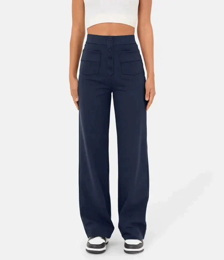 Product Image for Stilla | Elastische Broek Met Hoge Taille, Blå / XL (46)